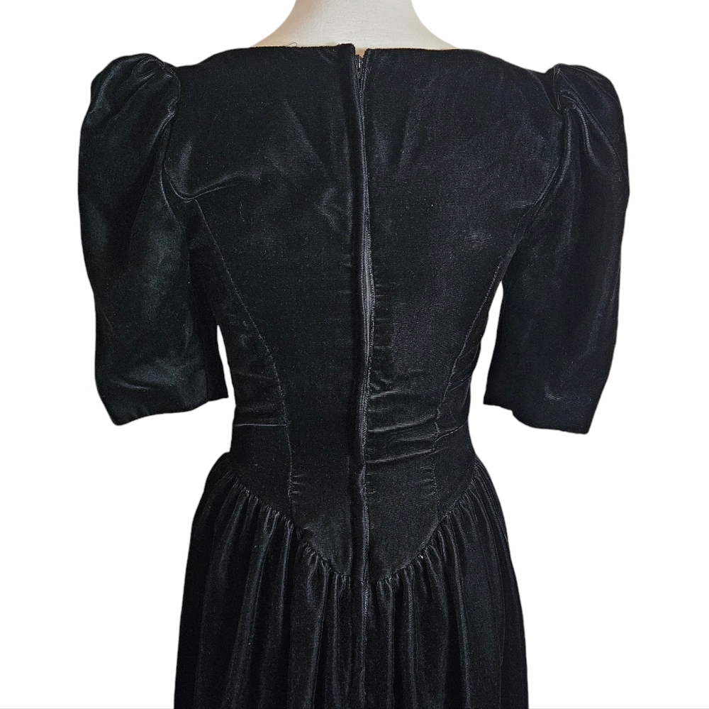 Vintage 80s Gunne Sax By Jessica McClinton Lace Collar Black Velvet Dress Sz 4 ? - Picture 8 of 16